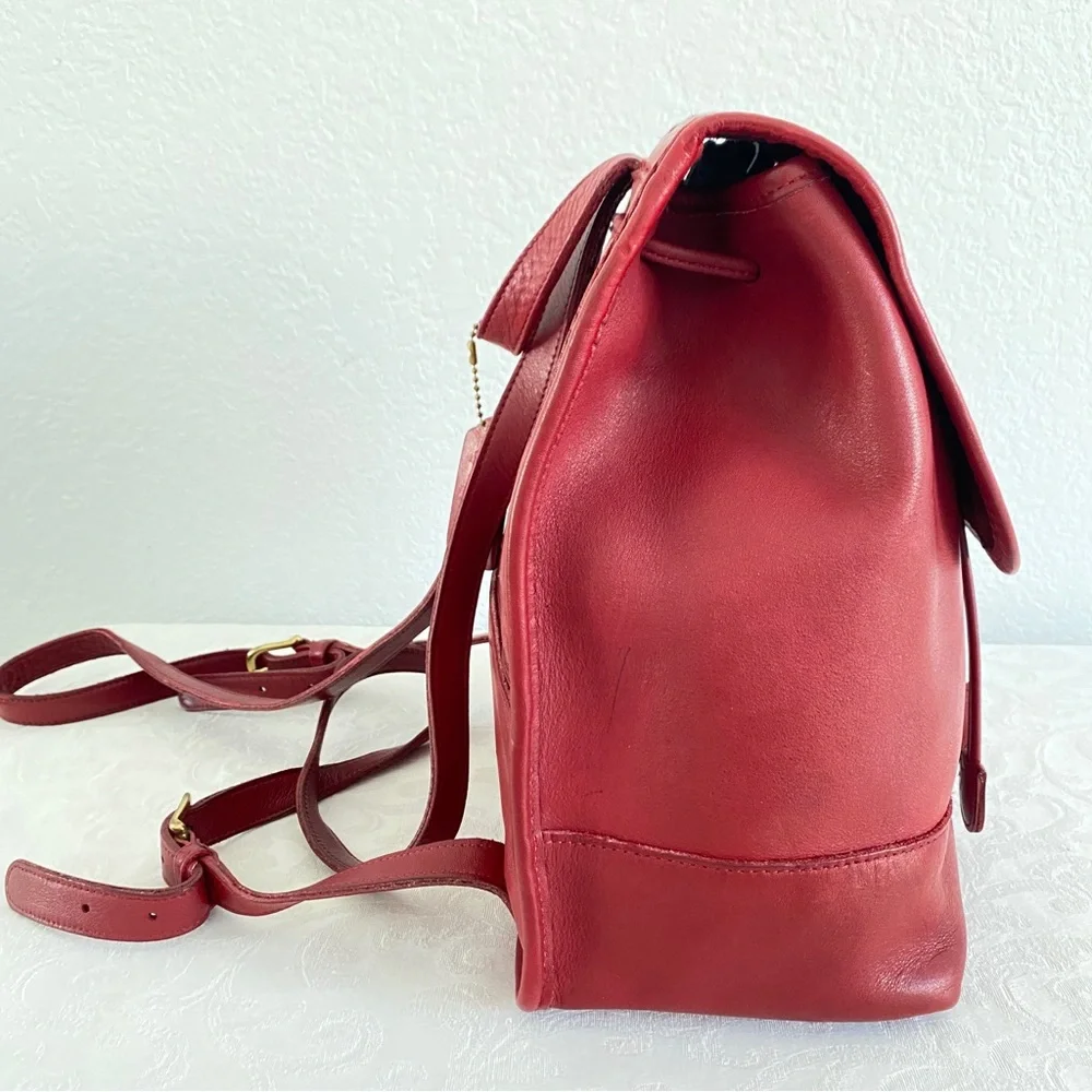 Vintage coach Leather Backpack red